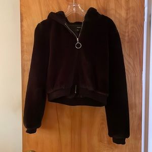 🖤 Faux Fur cropped Hoodie